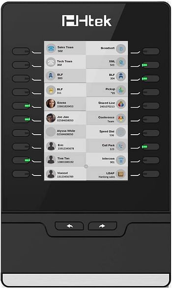 Htek LCD Phone Expansion Module with Graphical Screen and 20 keys with LED, Call Hold, Call Park, Pick-up, DND for Receptions, Office and Home Black - UC 46, One Size