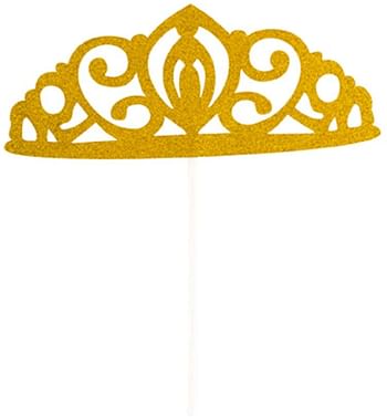 Top Cake Gold Paper Tiara Cake Topper - Glitter - 8" x 3 3/4" - 100 count box - Restaurantware/Tiara/Multicolor