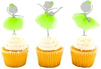 غلاف كعكة راقصة الباليه باللون الأخضر من توب كيك - لامع، توتو أخضر نيوني - 12.7 سم × 6.6 سم - 100 صندوق - أدوات المطاعم