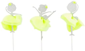 Top Cake Green Paper Swirl Lollipop Cake Topper - Neon Green Bow - 5 1/4" x 2" - 100 count box - Restaurantware/Multicolor