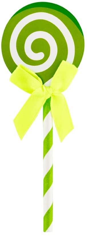 Top Cake Green Paper Swirl Lollipop Cake Topper - Neon Green Bow - 5 1/4" x 2" - 100 count box - Restaurantware/Multicolor