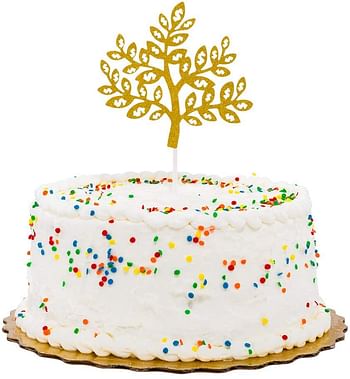 Top Cake Gold Paper Money Tree Cake Topper - Glitter - 7" x 4 1/2" - 100 count box - Restaurantware, Money Tree