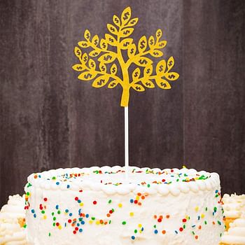 Top Cake Gold Paper Money Tree Cake Topper - Glitter - 7" x 4 1/2" - 100 count box - Restaurantware, Money Tree