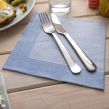 Luxenap Super Lux Disposable Dinner Napkins - Soft and Durable 16" x 16" White with Blue Threads Paper Napkins - Disposable and Recyclable - 25-CT - Restaurantware