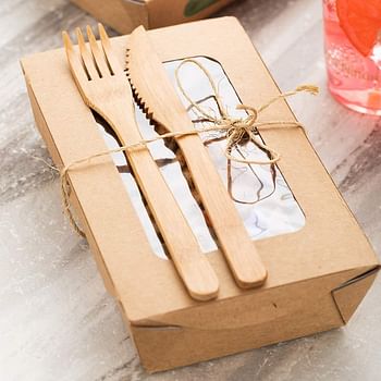 Solid Bamboo Dinner Knife, Wooden Dinner Knife, Serrated - 8 Inch - 100ct Box - Restaurantware