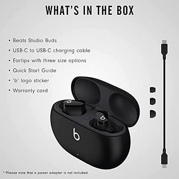 beats Studio Buds True Wireless Noise Cancelling Earphones Active Noise Cancelling, IPX4 rating Sweat Resistant Earbuds Compatible with Apple & Android, Class 1 Bluetooth Built in Microphone, Black- One Size