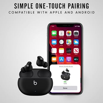 beats Studio Buds True Wireless Noise Cancelling Earphones Active Noise Cancelling, IPX4 rating Sweat Resistant Earbuds Compatible with Apple & Android, Class 1 Bluetooth Built in Microphone, Black- One Size