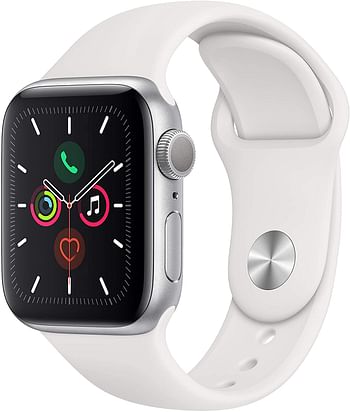 Apple Watch Series 5, GPS - 40mm, Silver Aluminum Case with White Sport Band