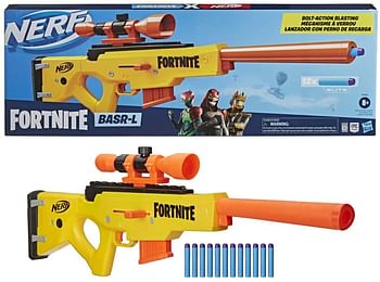 Nerf Fortnite BASR-L Bolt Action, Clip Fed Blaster Includes Removable Scope 6-Dart Clip and 12 Official Nerf Elite Darts