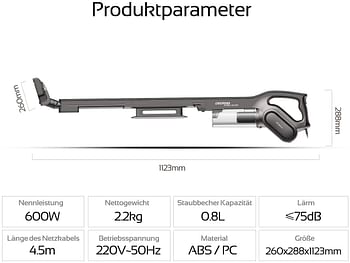 Deerma DX700S Household Upright Wired Vacuum Cleaner 2in1 Upright Handheld Cleaner 6955578034992 - Grey