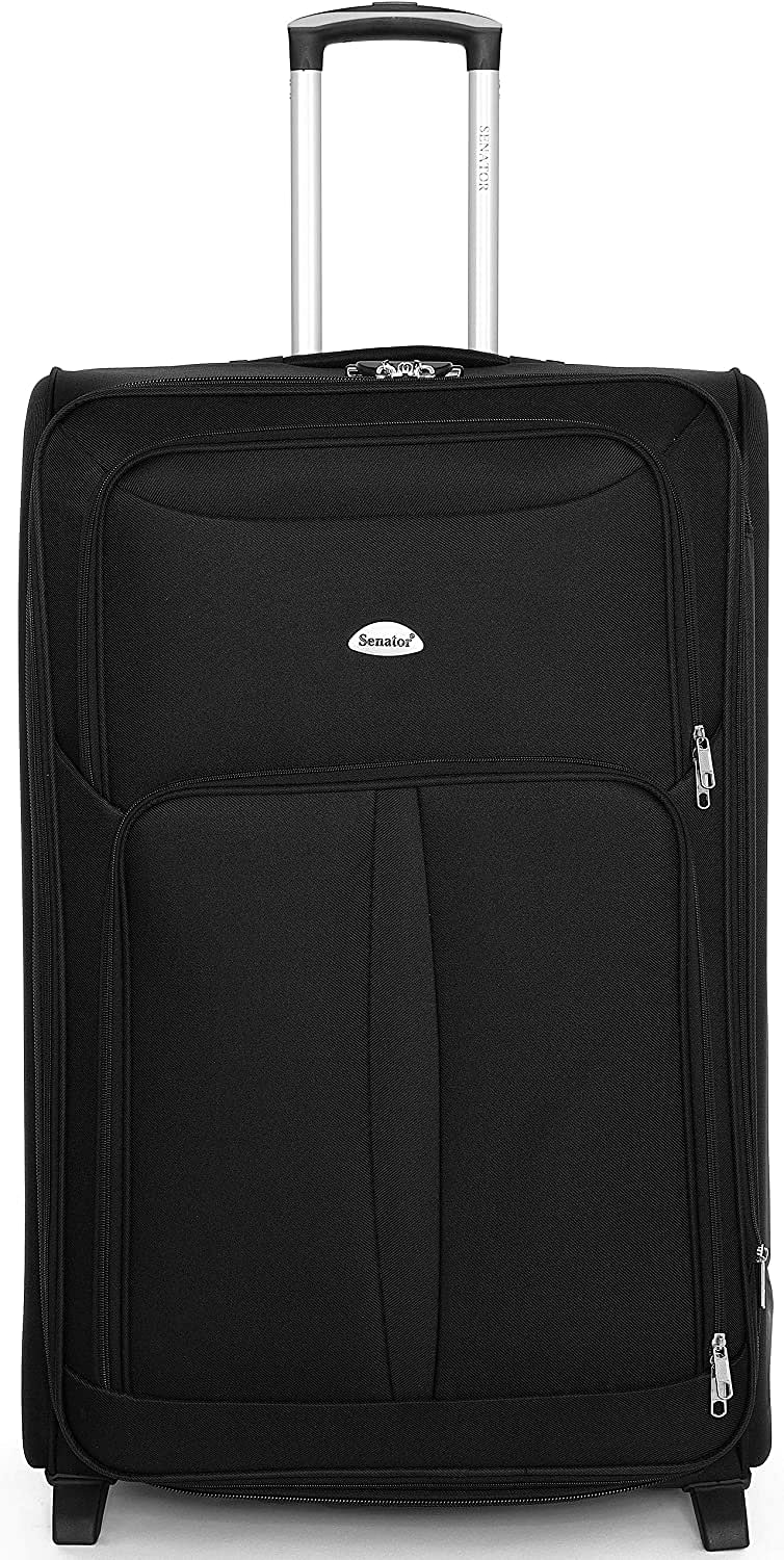 Senator Soft-Shell Checked Luggage 24 Inches Medium Suitcase for Unisex KH108 Ultra Lightweight Expandable EVA With Wheels 2 Checked Luggage 24-Inch - Black