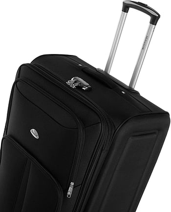 Senator Soft-Shell Checked Luggage 24 Inches Medium Suitcase for Unisex KH108 Ultra Lightweight Expandable EVA With Wheels 2 Checked Luggage 24-Inch - Black