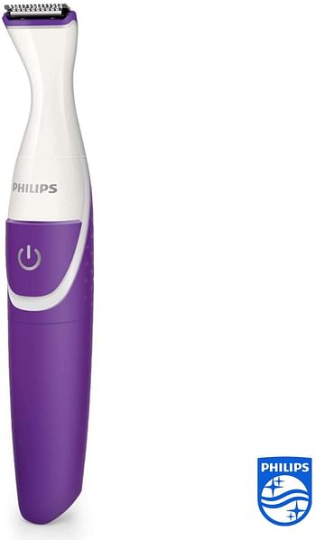 PHILIPS Essential Bikini Trimmer. Trim. Shave & Style. Mini shaving head included. Portable. Battery , BRT383/15. White/Purple