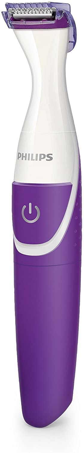 PHILIPS Essential Bikini Trimmer. Trim. Shave & Style. Mini shaving head included. Portable. Battery , BRT383/15. White/Purple