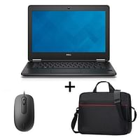 Dell latitude E7270, 12.5 Inches Display Core i5-6th Gen, 8GB RAM, 256GB SSD, Free Mouse And Laptop Bag, Non Touch - Black