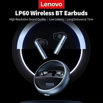 Lenovo LP60 Wireless Bluetooth Headphones, In-ear Sports Earbuds Rotating Design HiFi Sound Quality Low Latency Wide Compatibility