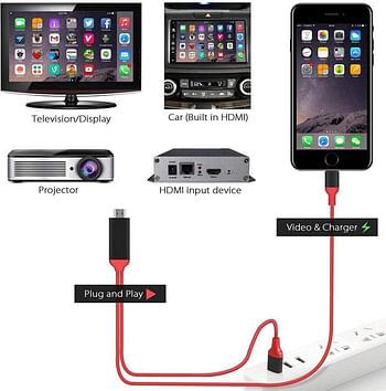 Apple iPhone X 8 Plus 2M Lightning to HDMI AV TV Cable Adapter 1080P For Apple iPhone 7 6 6s Plus 5s iPad Air ipad Mobile