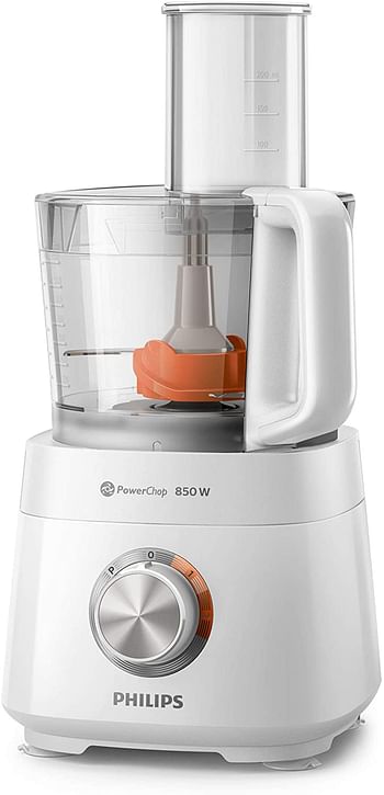 Philips Daily Collection Compact Food Processor HR7520/01, 850W, 30 functions, with Citrus Press & mill./White