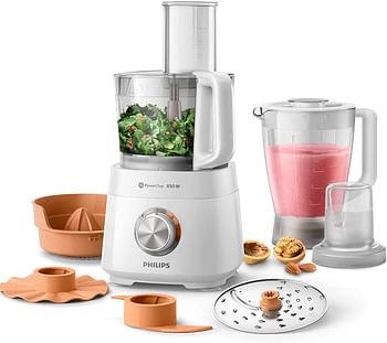 Philips Daily Collection Compact Food Processor HR7520/01, 850W, 30 functions, with Citrus Press & mill./White