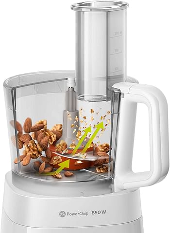 Philips Daily Collection Compact Food Processor HR7520/01, 850W, 30 functions, with Citrus Press & mill./White