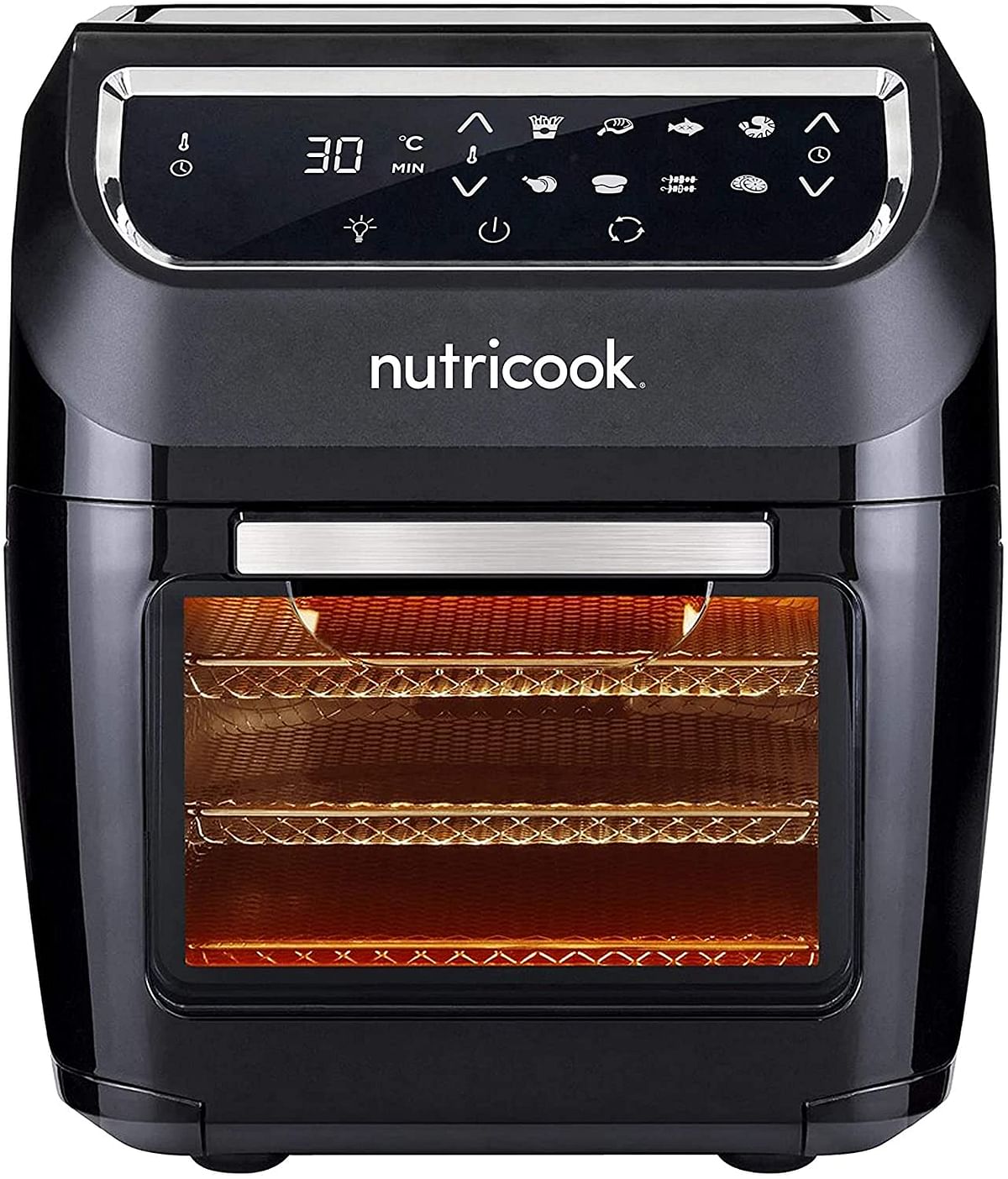 Nutricook Air Fryer Oven, 1800 Watts, Digital/One Touch Control Panel Display, 8 Preset Programs, 12 Liters, Black