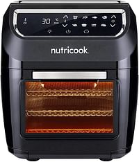 Nutricook Air Fryer Oven, 1800 Watts, Digital/One Touch Control Panel Display, 8 Preset Programs, 12 Liters, Black