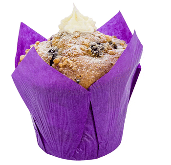Restaurantware Panificio 4 oz Violet Paper Tulip Baking Cup - Greaseproof - 3 1/2" x 3 1/2"  - 200 count box - Purple