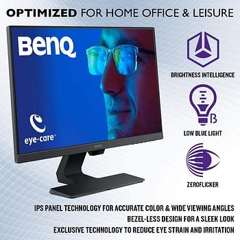 BenQ GW2480 24 Inch FHD 1080p Eye-Care LED Monitor, 1920x1080 Display, IPS ,Brightness Intelligence, Low Blue Light, Flicker-free, Ultra Slim Bezel, Cable Management System, HDMI - Black/Monitor/(GW2480) 23.8 Inch \ IPS FHD \ Eye Care