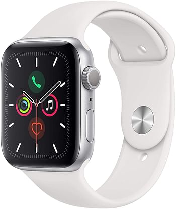 Apple Watch Series 5 (GPS + LTE، 44mm) - هيكل من الألمنيوم باللون الرمادي الفلكي مع حزام رياضي أسود