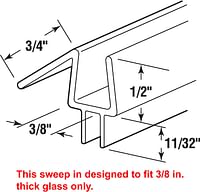 PRIME-LINE M 6258 Frameless Shower Door Bottom Seal – Stop Shower Leaks and Create a Water Barrier (3/8” x 36”, Clear Vinyl)