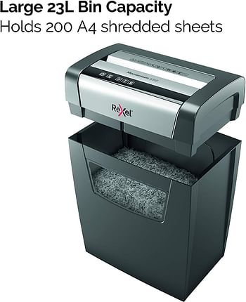 Rexel X308 8 sheets Momentum Cross Cut Paper Shredder, 15 Liter Bin - Black