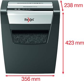 Rexel X308 8 sheets Momentum Cross Cut Paper Shredder, 15 Liter Bin - Black