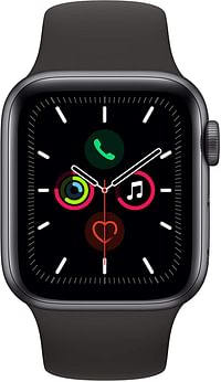 Apple Watch Series 5 (GPS + LTE، 44mm) - هيكل من الألمنيوم باللون الرمادي الفلكي مع حزام رياضي أسود