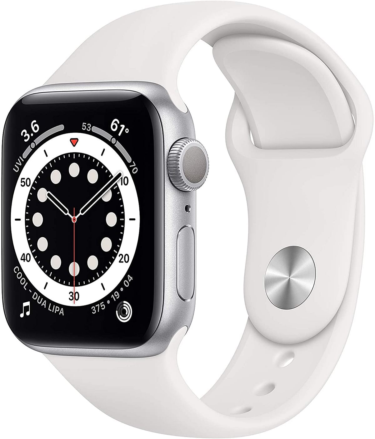 Apple Watch Series 6 (44mm, GPS) Silver Aluminum Case with White Sport Band