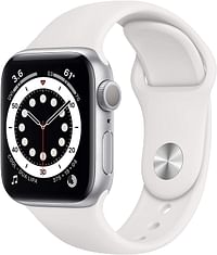 Apple Watch Series 6 (44mm, GPS) Silver Aluminum Case with White Sport Band