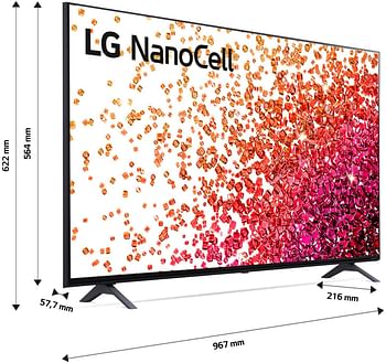 LG NanoCell 43NANO756PA Smart LED TV 4K Ultra HD 43 "2021 with Quad Core 4K Processor, Wi-Fi, webOS 6.0, FILMAKER MODE, Game Optimizer, Google Assistant and Alexa Integrated, Remote Control AKB75675311 black, Without stand, With Wall Bracket.