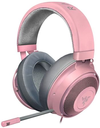 Razer Kraken Quartz Edition - Gaming Headphones for PC, PS4, Xbox One and Switch with 50 mm Drivers and Cooling Gel-Infused Cushions - Pink