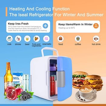 4L Mini Car Refrigerator Portable Freezer Warmer Cooler Mini Dormitory Refrigerator for Camping Travel Home Fridge