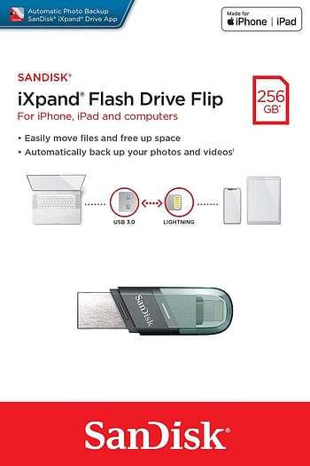 Sandisk 256GB Ixpand Flash Drive Flip Usb 3.1 Generation 1 For Iphone/Ipad Sdix90N 256G Gn6Nn Gn6Ne - Black