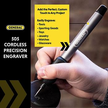 General Tools Cordless Engraving Pen for Metal - Diamond Tip Etching Tool for Engraving Toys, Sporting Goods, & Glass Gifts