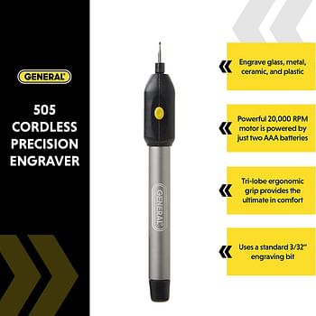 General Tools Cordless Engraving Pen for Metal - Diamond Tip Etching Tool for Engraving Toys, Sporting Goods, & Glass Gifts