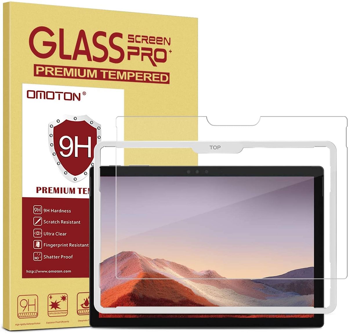 OMOTON Screen Protector Compatible with Surface Pro 6  Surface Pro 5th Generation Surface Pro 4 Tempered Glass High Responsivity Scratch Resistant High Definition