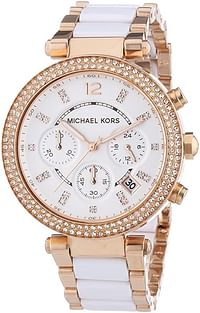 Michael Kors Women's MK5774, 39mm, Parker Gold-Tone and White Watch