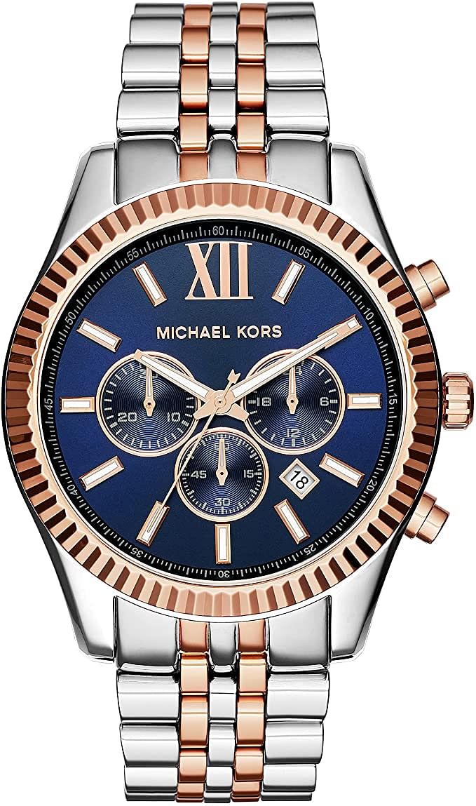 Micheal Kors Men's Quartz Watch With Chronograph Quartz Stainless Steel Mk8412, 45mm, Multicolour Band