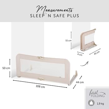 Hauck Sleep N Safe Plus Foldable Bed Guard 595794 44 x 108 cm Beige