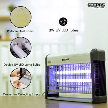 Geepas Fly and Insect Killer - Powerful Fly Zapper 10W UV Light - Electric Bug Zapper, Insect Killer, Fly Killer, Wasp Killer - Insect Killing Mesh Grid, with Detachable Hang-