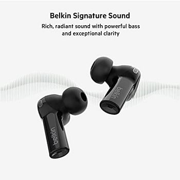 Belkin SoundForm Freedom True Wireless Earbuds (Bluetooth Earphones with Wireless Charging Case IPX5 Certified Sweat and Water Resistant with Deep Bass for iPhones Androids and More) - Black