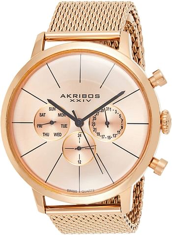 Akribos XXIV Ultimate Men's Rose Gold Dial Stainless Steel Band Watch AK714RG