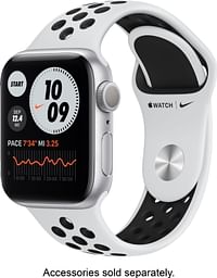 Apple Watch Series 6 + Nike (40mm, GPS) Silver Aluminium Case with Nike Sport Band Pure Platinum/Black