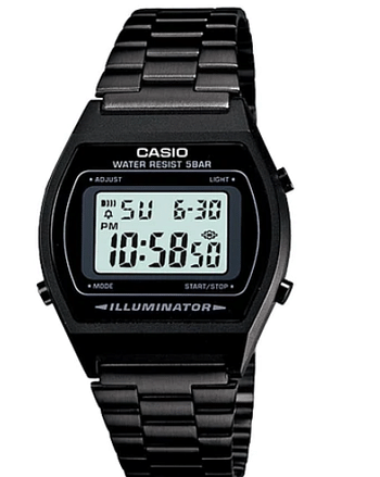 CASIO VINTAGE UNISEX BLACK STAINLESS STEEL STRAP WATCH - B640WB-1ADF